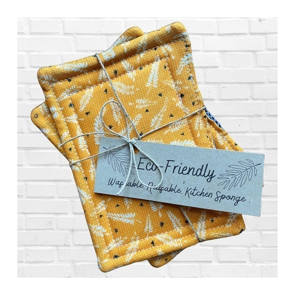 Eco Friendly Floral Kitchen Sponges Scouring Pad 100% Cotton Cottagecore Decor